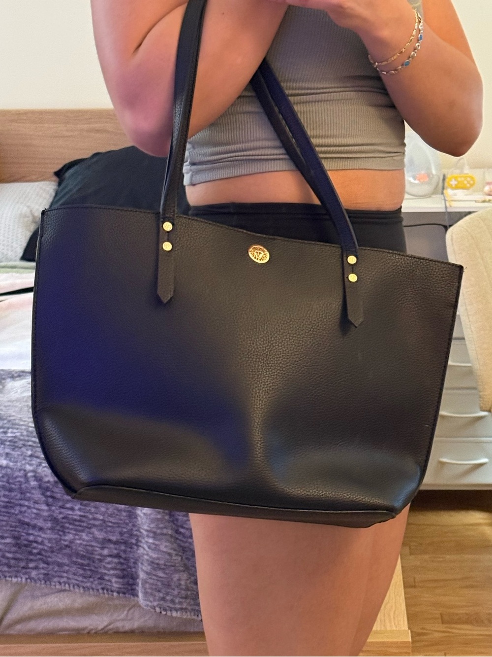 Anne Klein Classic Black Tote Bag - Versatile Everyday Carry